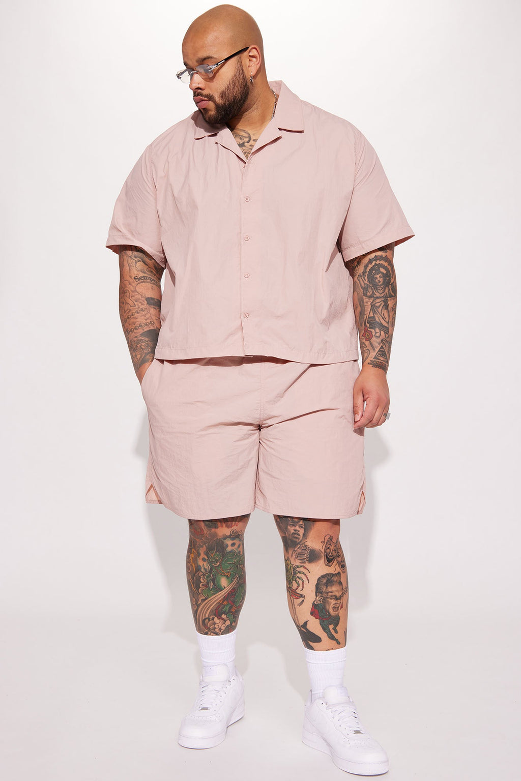 Batter Up Crinkle Nylon Volley Shorts - Mauve