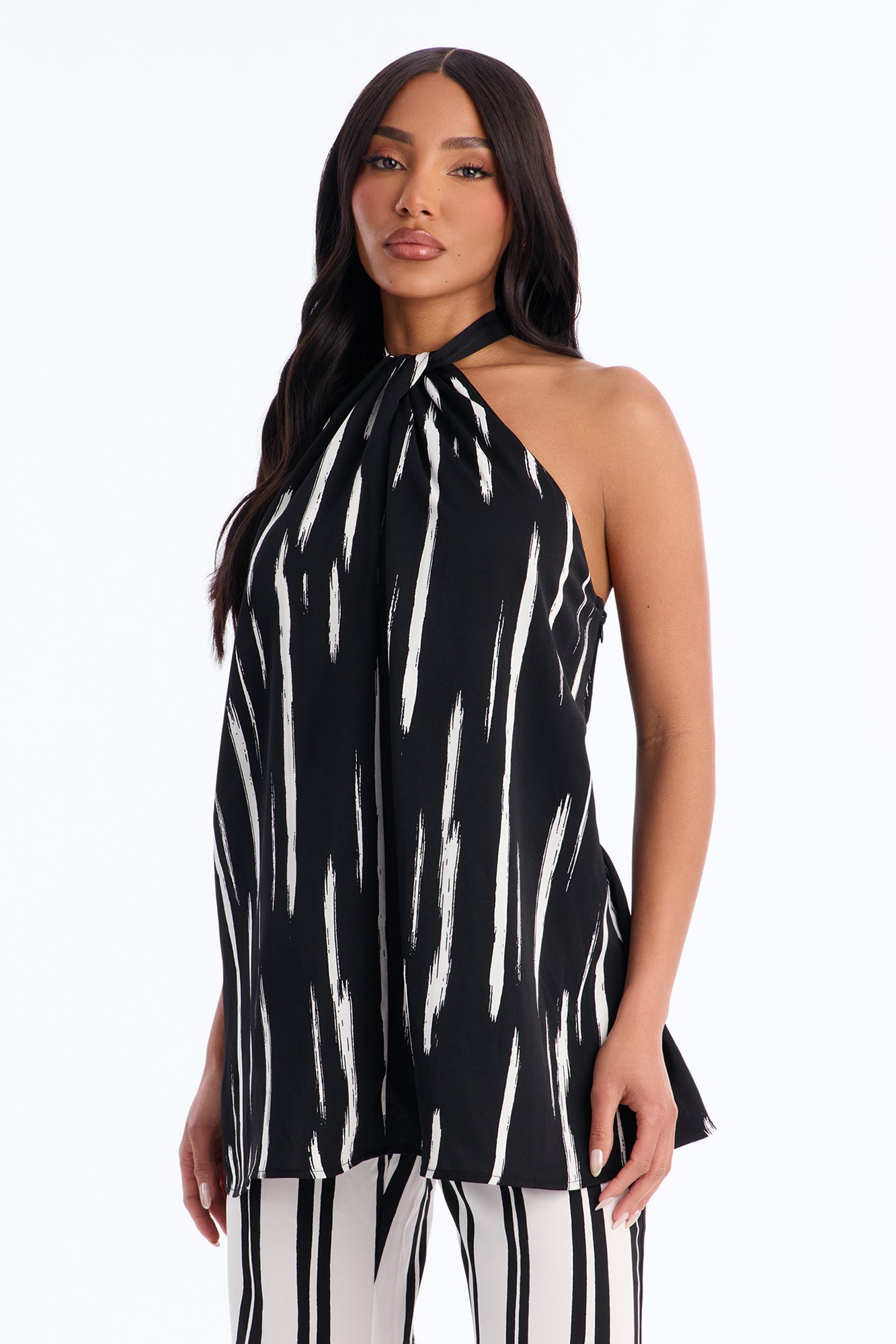Mariyah Striped Wide Leg Jumpsuit - Black/White