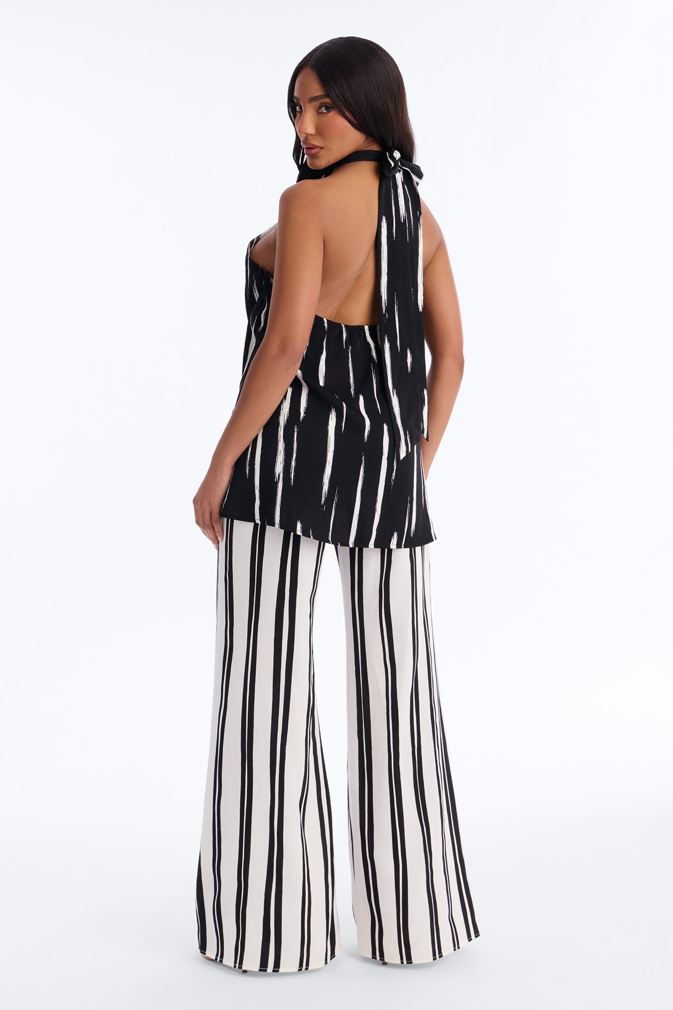 Mariyah Striped Wide Leg Jumpsuit - Black/White