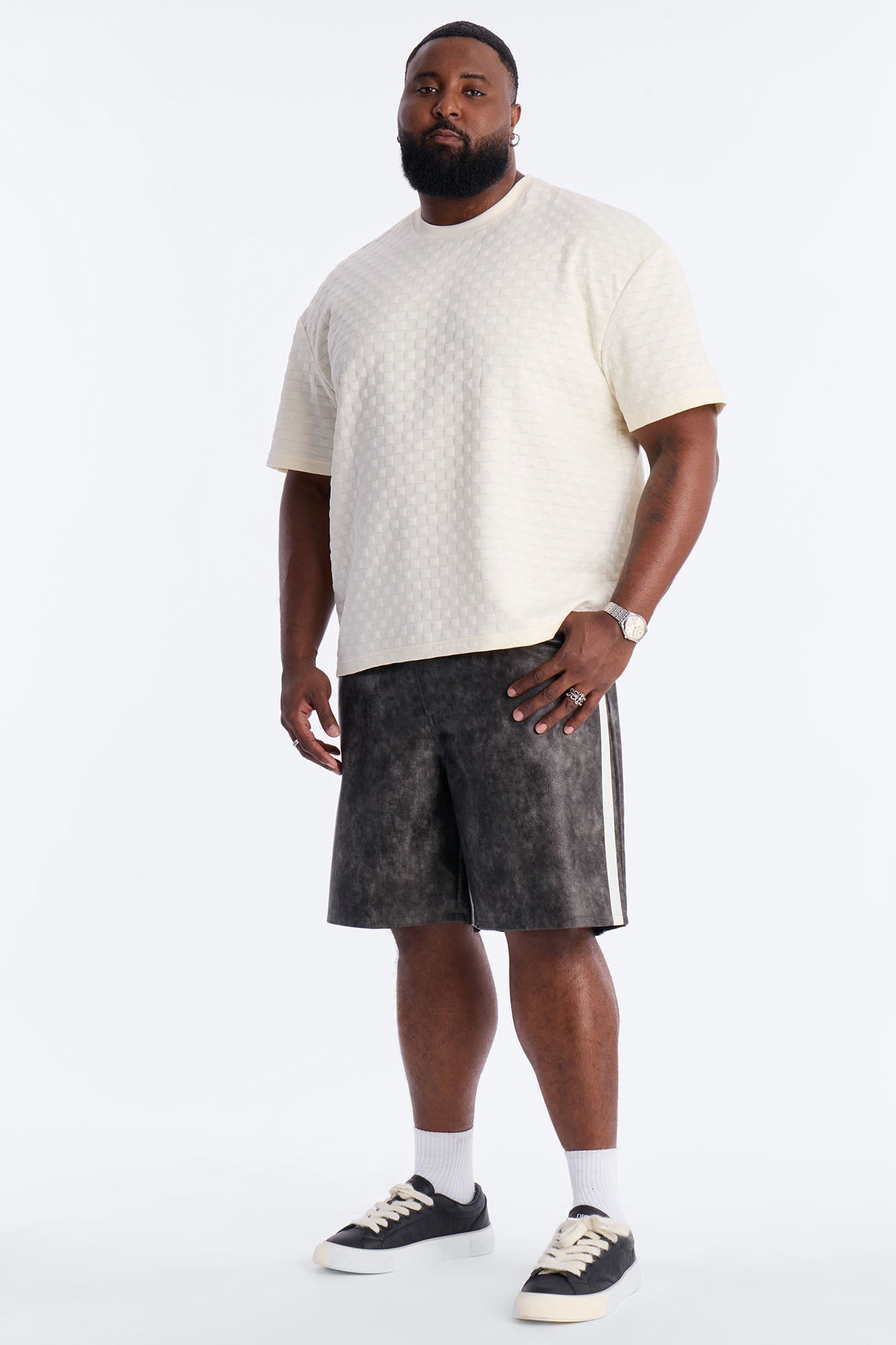 Check Mate Textured Tee - Off White
