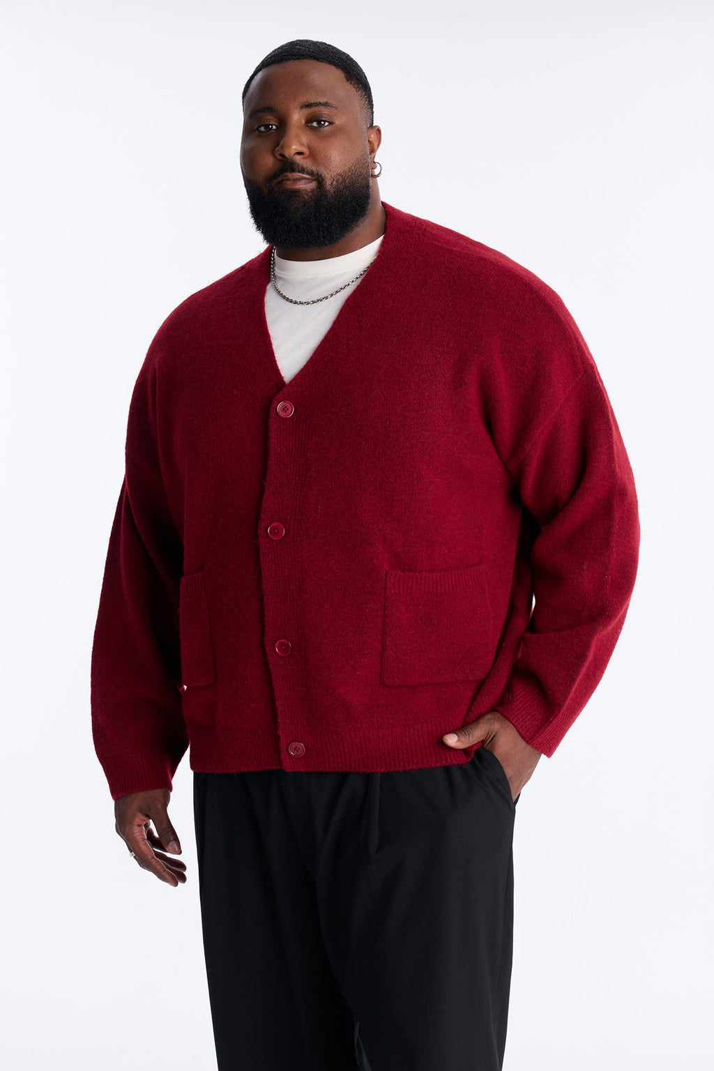 Cropped Harbor Ash Cardigan - Burgundy