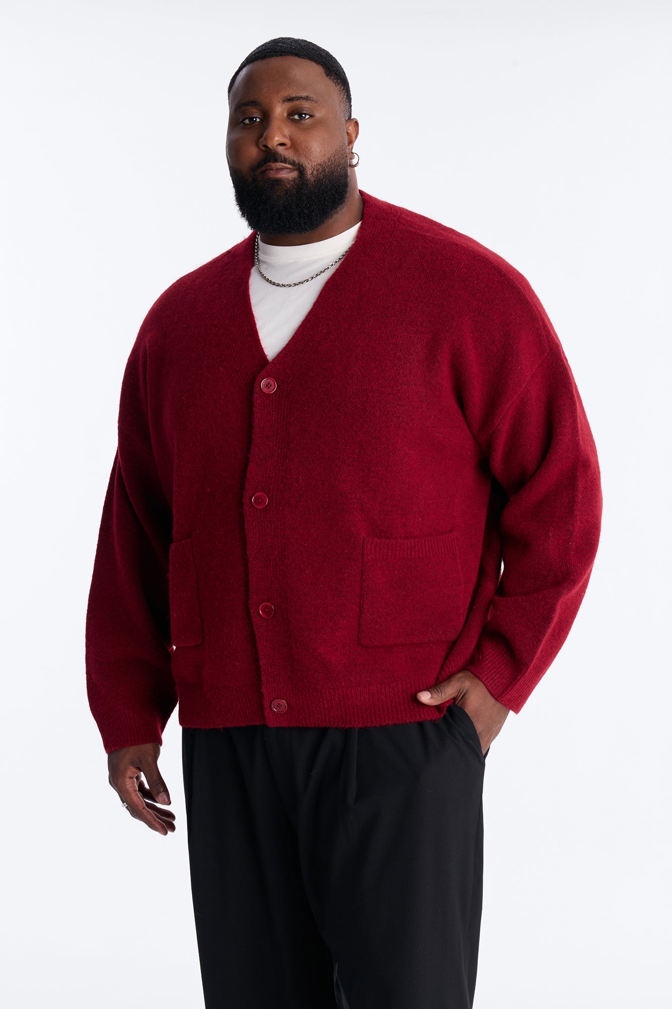 Cropped Harbor Ash Cardigan - Burgundy
