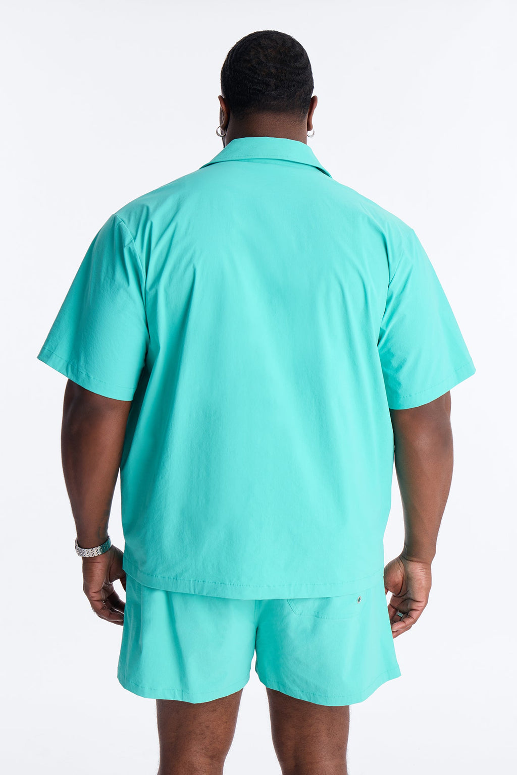 Montez Cuban Collar Button Up Shirt - Teal