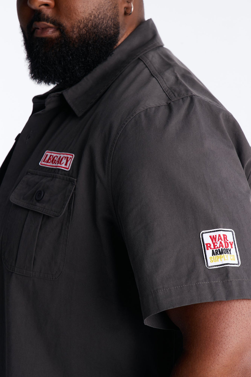 Social Project Button Up Shirt - Grey
