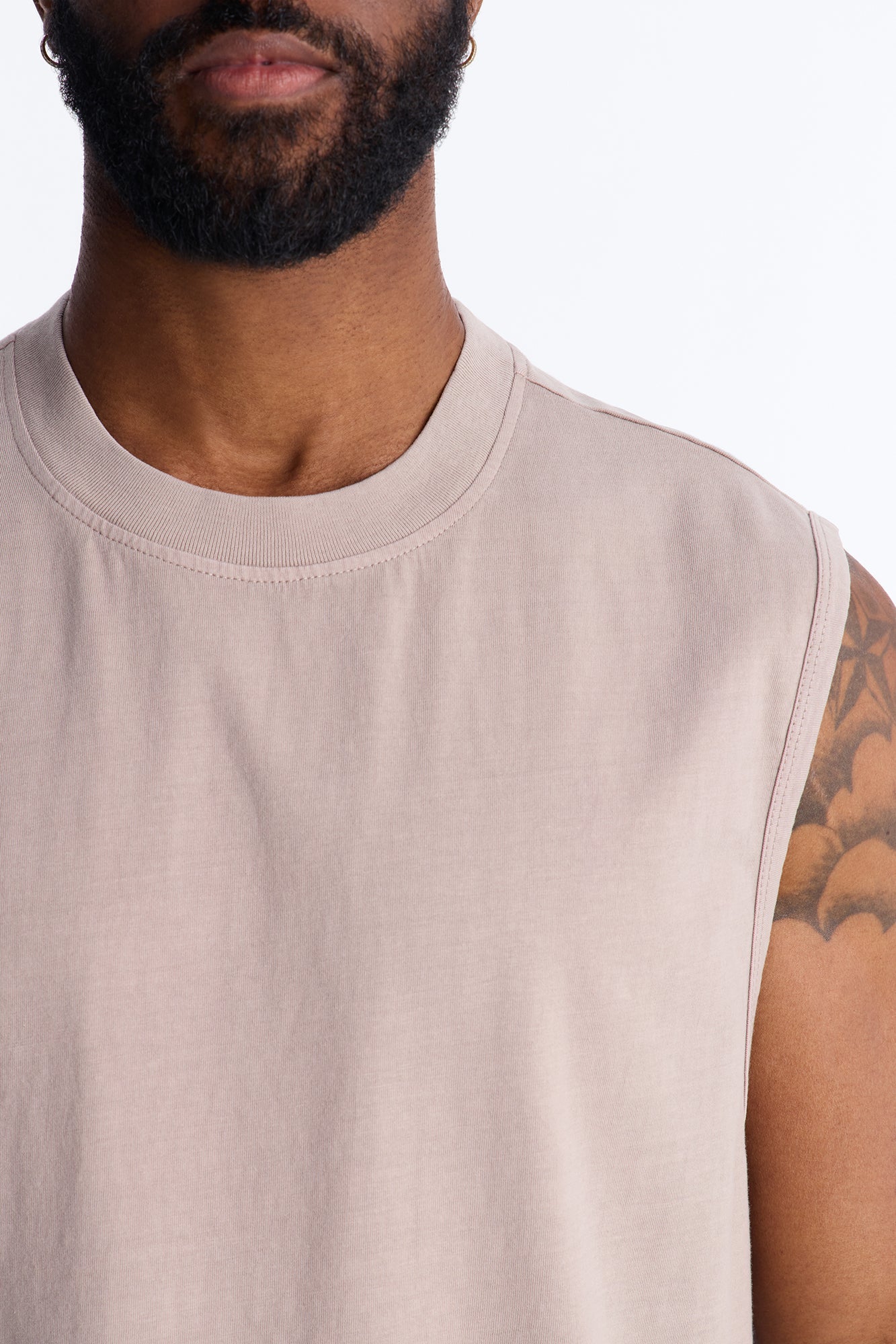 Cropped Muscle Tee - Taupe