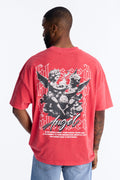 Blessed Angel Oversized Short Sleeve Tee - Red