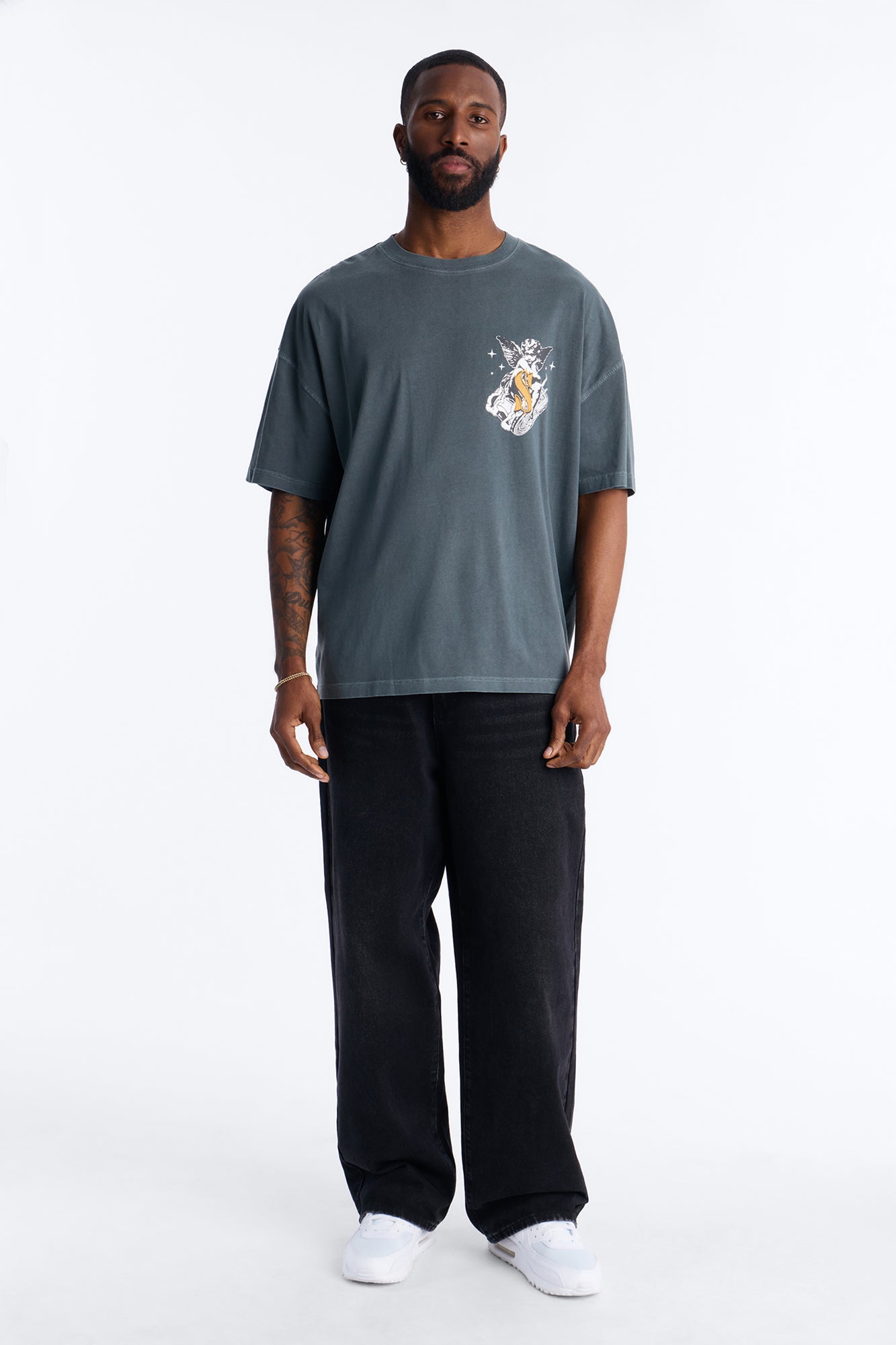 Protect Your Money Flow Oversized Short Sleeve Tee - Grey