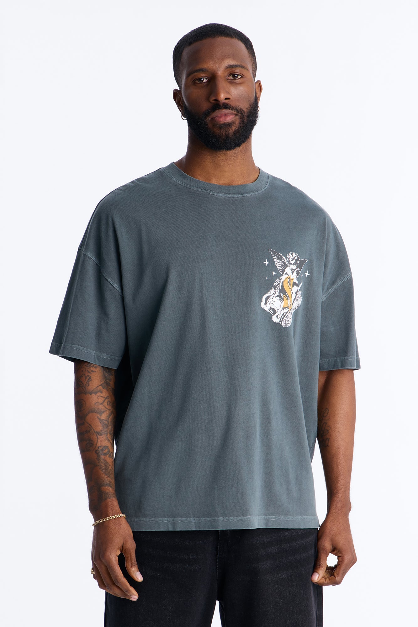 Protect Your Money Flow Oversized Short Sleeve Tee - Grey