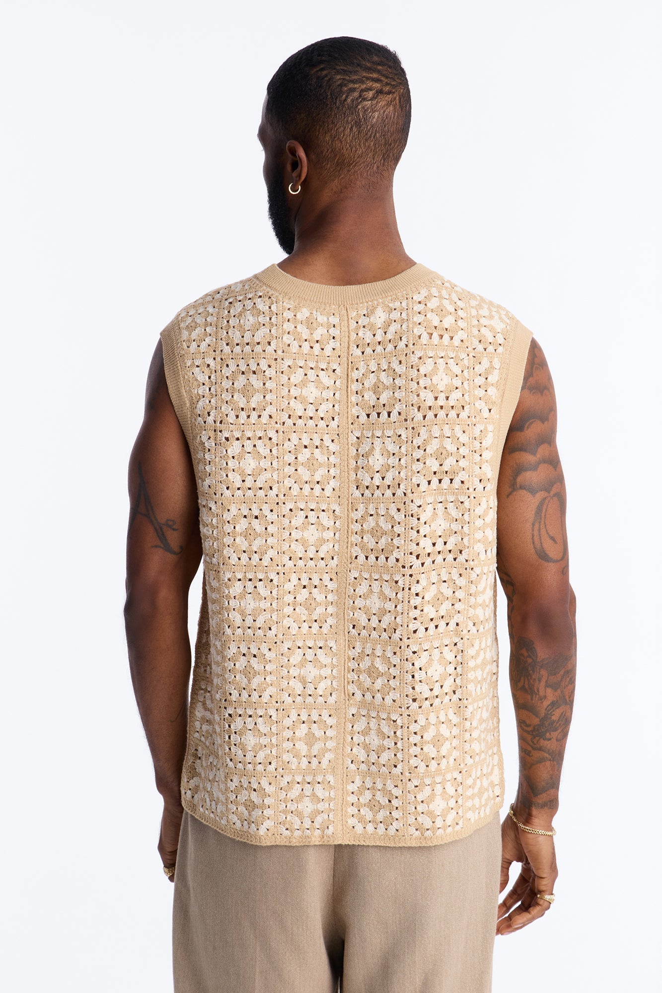Square One Sweater Vest - Tan/Multi