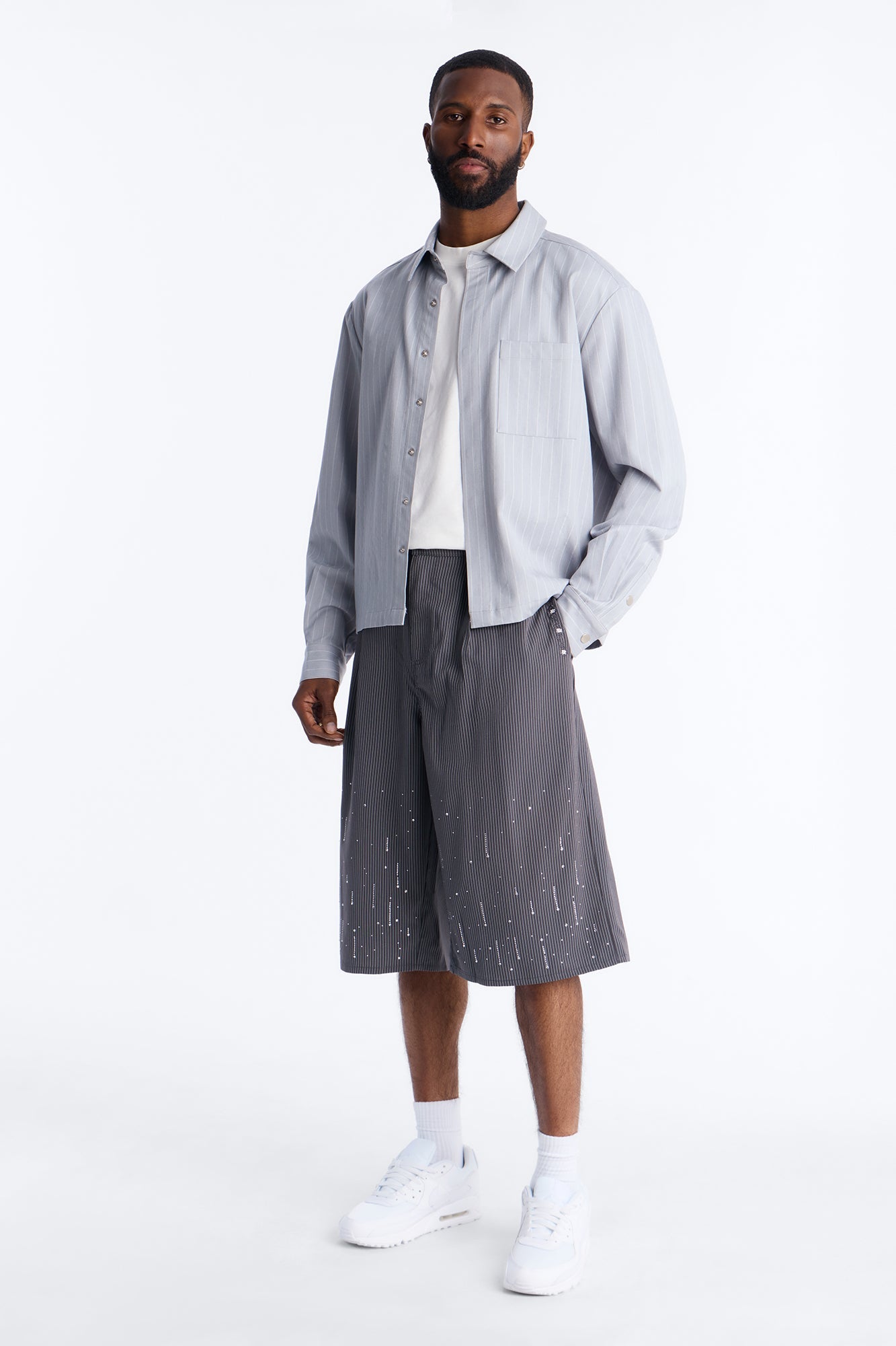 Baggy Center Stage Embellished Short - Grey