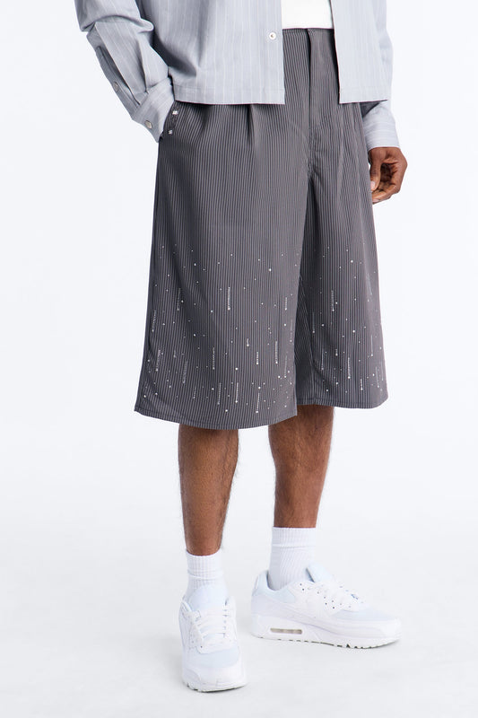 Baggy Center Stage Embellished Short - Grey