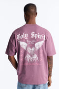 Holy Spirit Protect Me Oversized Short Sleeve Tee - Purple