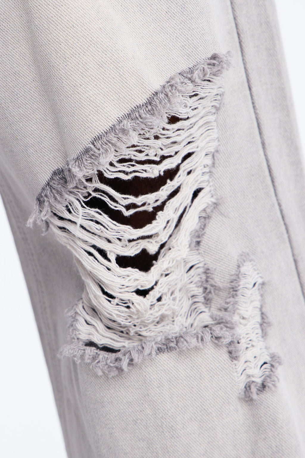 Essential Destroyed Straight Rigid Jean - Grey