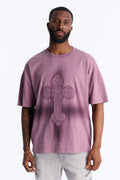 Cross Shadow Patch Short Sleeve Tee - Purple