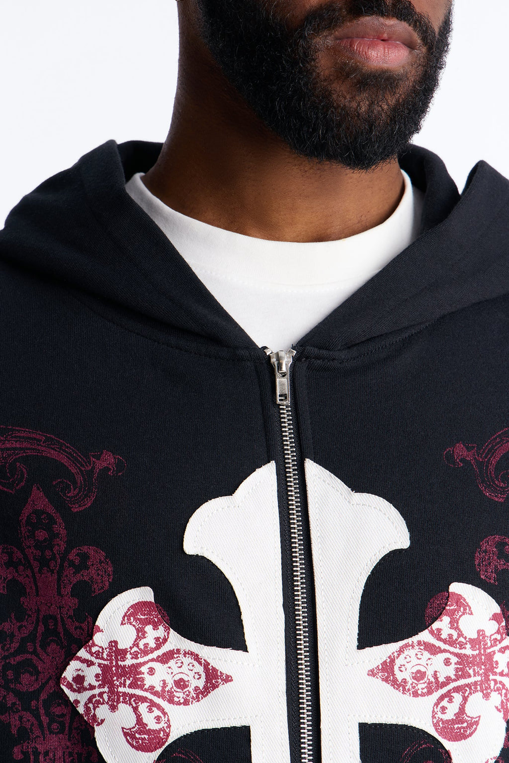Pick Up Your Cross Patch Zip Hoodie - Black