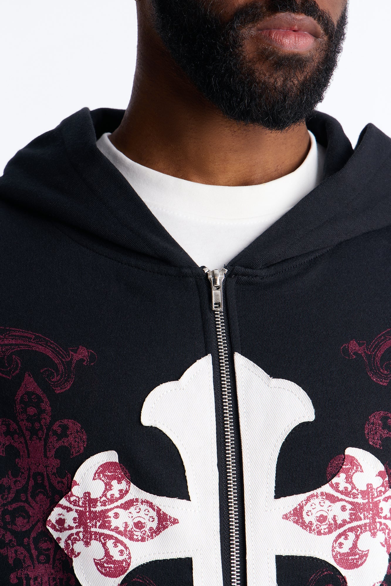 Pick Up Your Cross Patch Zip Hoodie - Black