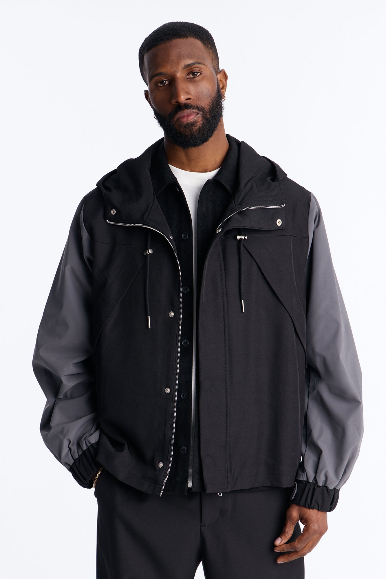 Oversized Montalvo Mixed Worlds Shirt Jacket - Black
