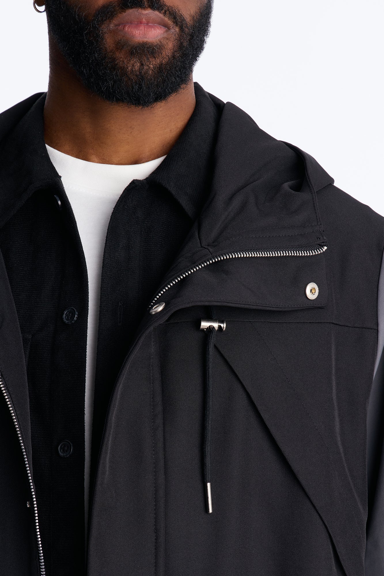 Oversized Montalvo Mixed Worlds Shirt Jacket - Black