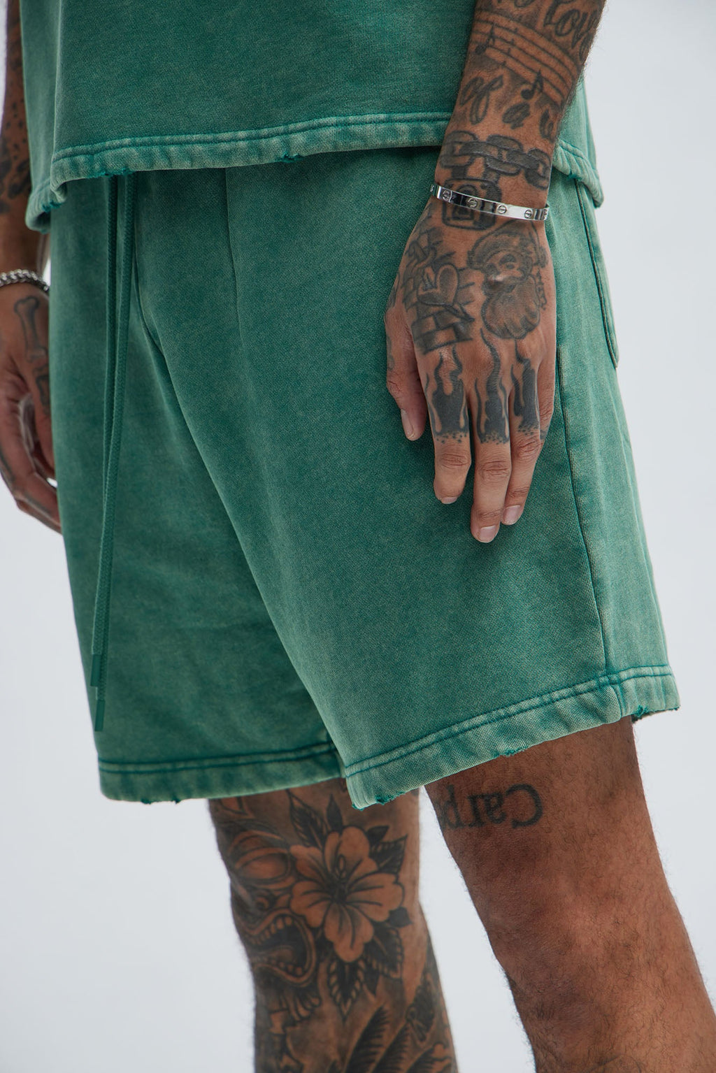 Tyson Heavy Wash Relaxed Shorts - Green