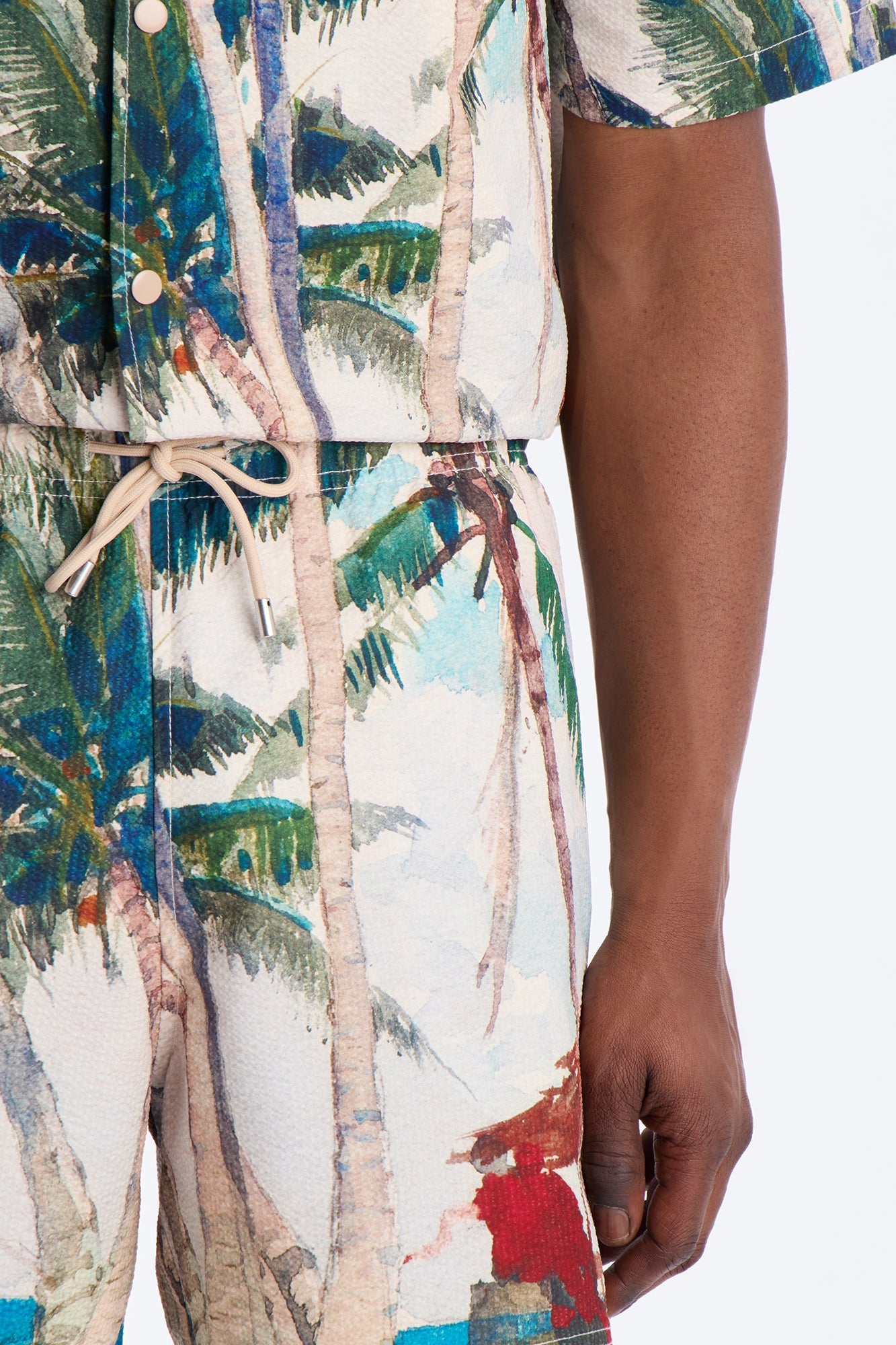 Tropical Get Away Printed Seersucker Swim Trunk 6″ - Multi Color