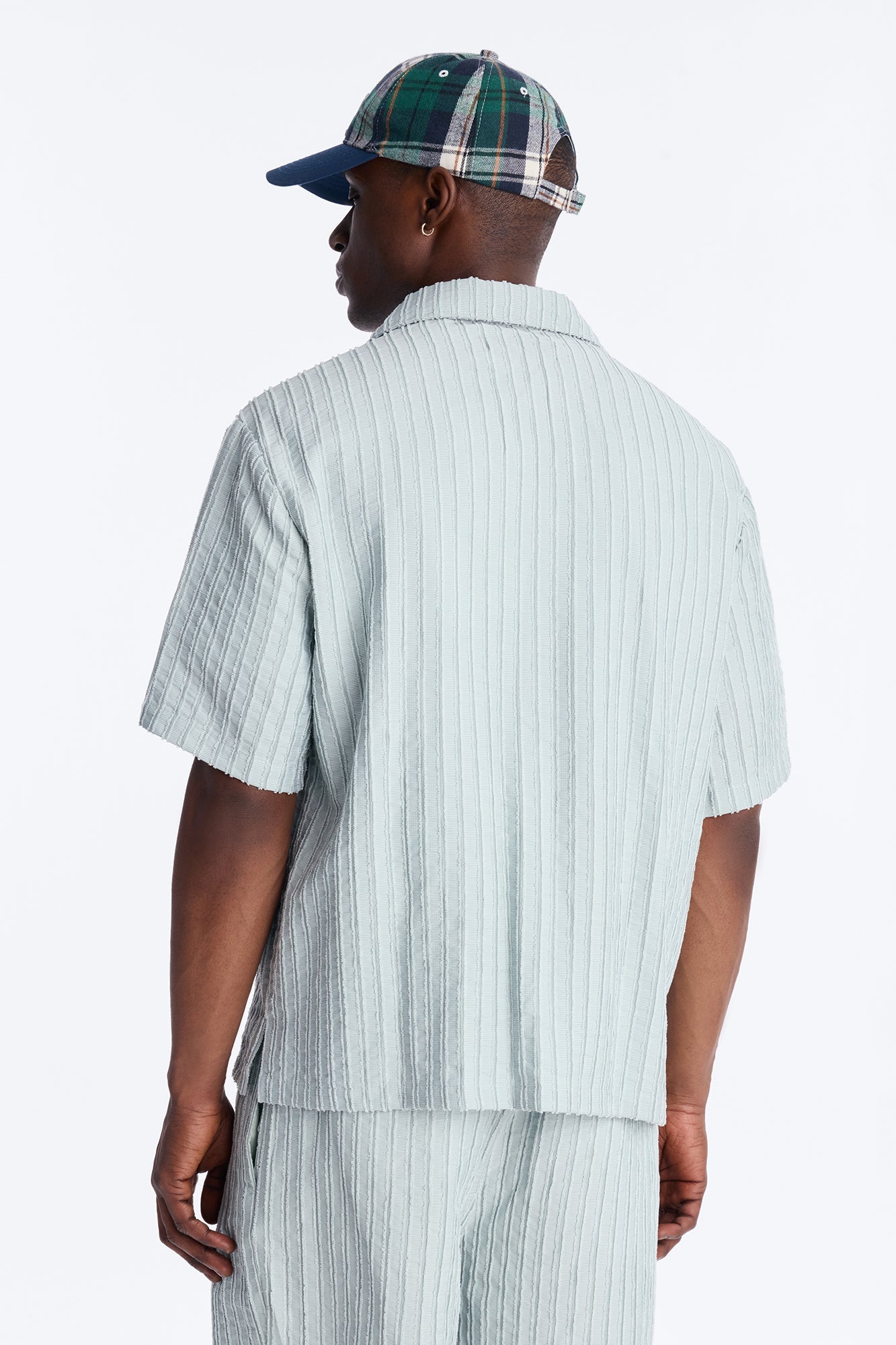 Relaxed Aegean Pleat Cuban Collar Button Up - Sage