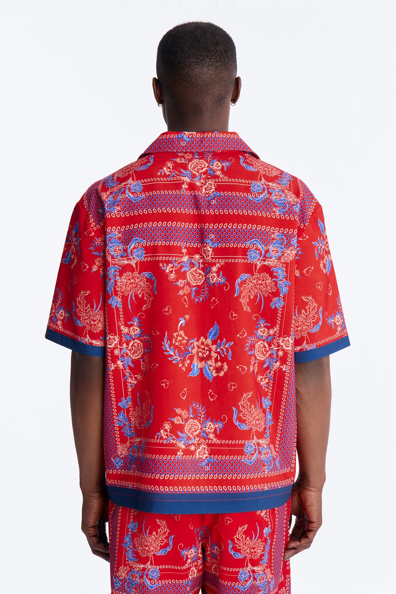 Relaxed Mirage Bloom Cuban Collar Button Shirt - Red