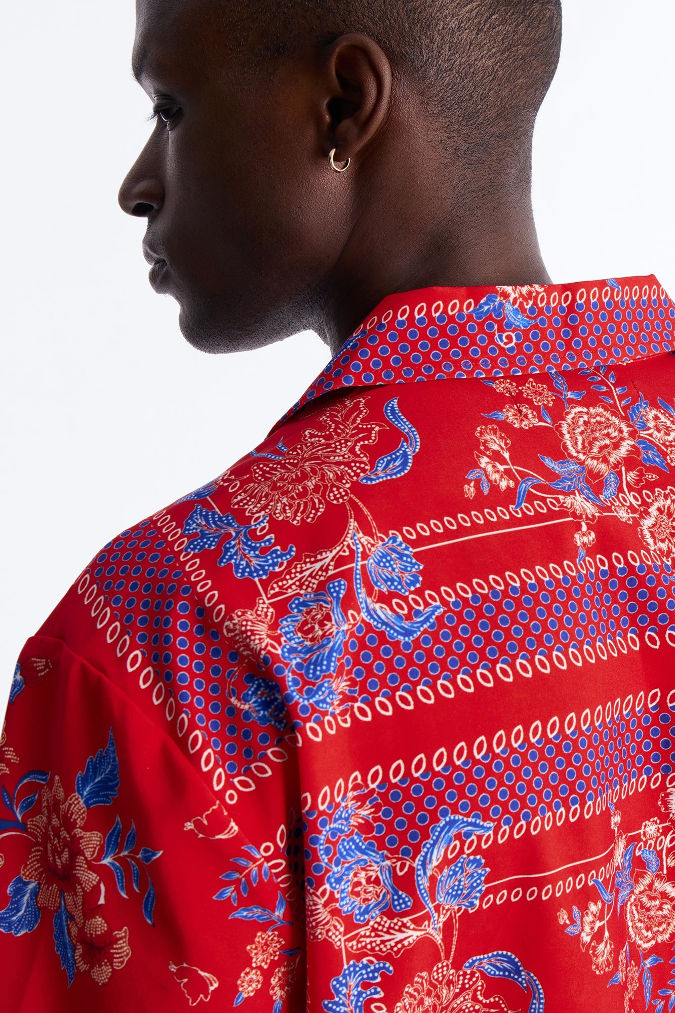 Relaxed Mirage Bloom Cuban Collar Button Shirt - Red