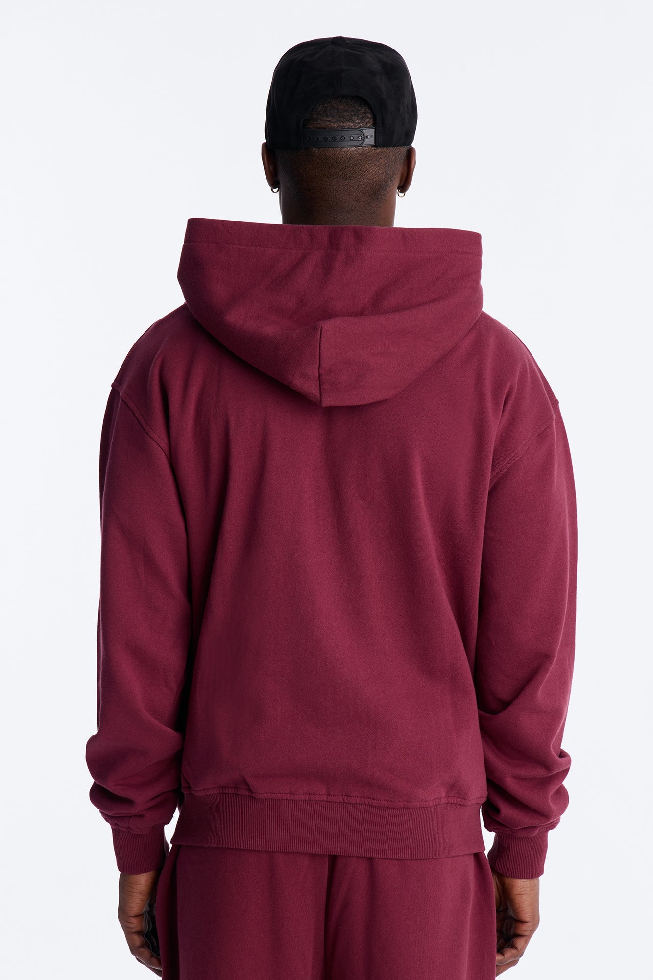 Cross Patch Zip Hoodie - Burgundy