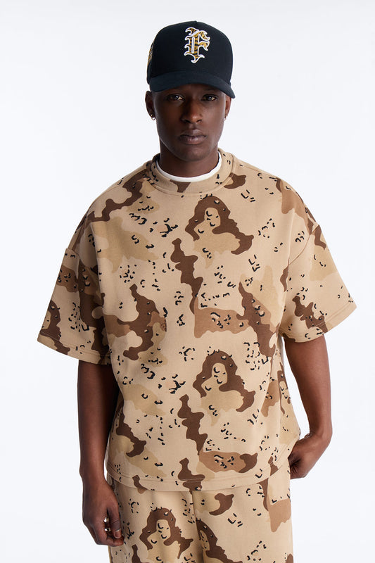 Oversized Time Warp Camo Short Sleeve Fleece Tee - Camouflage