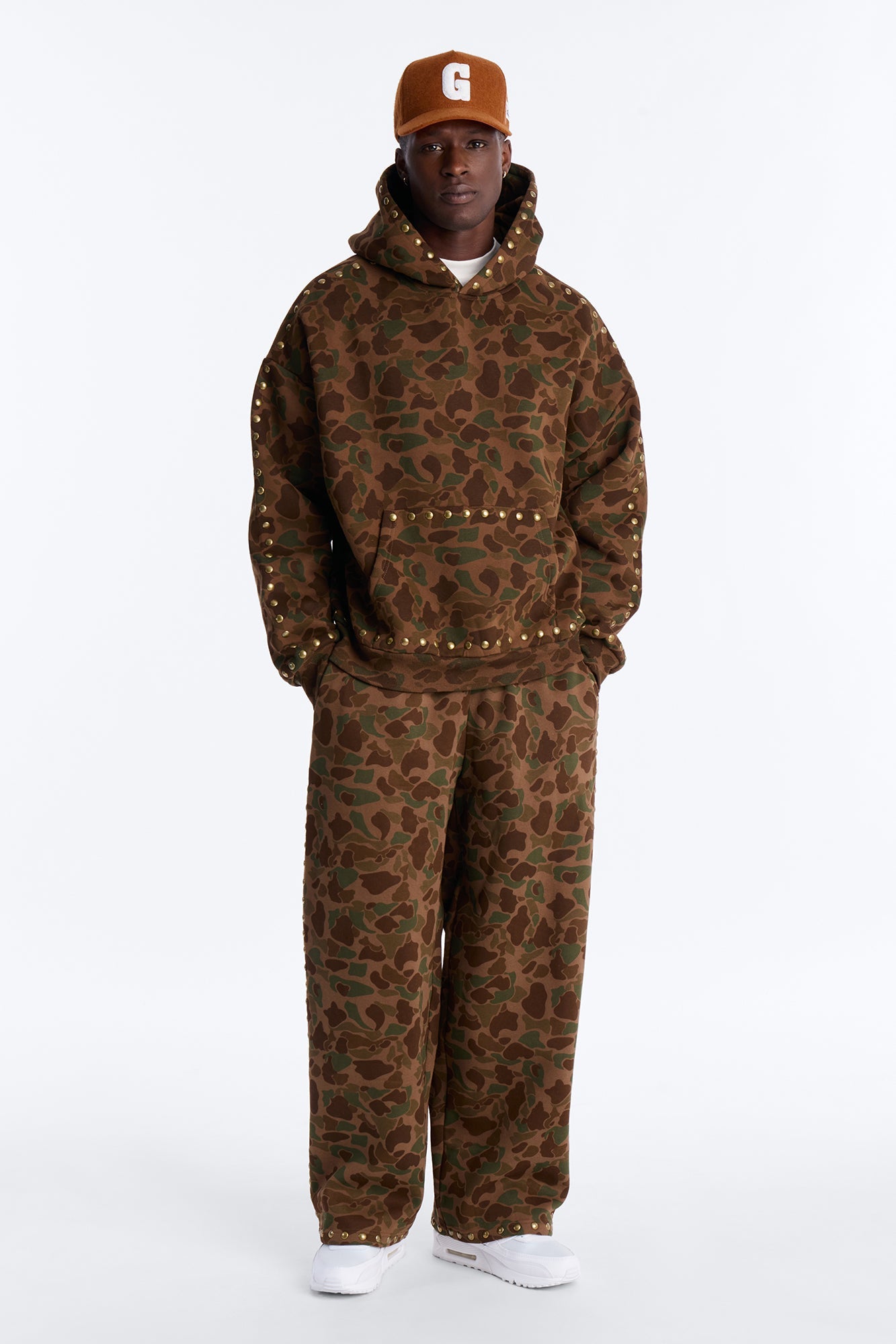 Oversized Frontline Studded Camo Hoodie - Camouflage