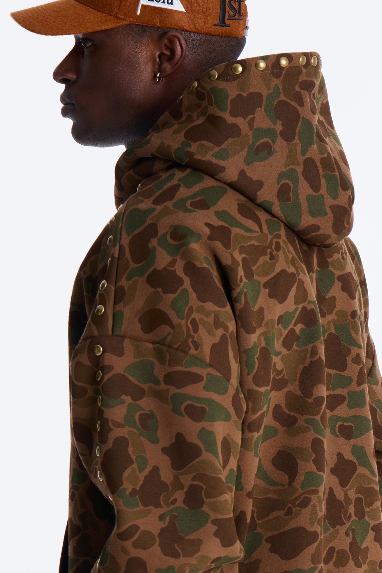 Oversized Frontline Studded Camo Hoodie - Camouflage