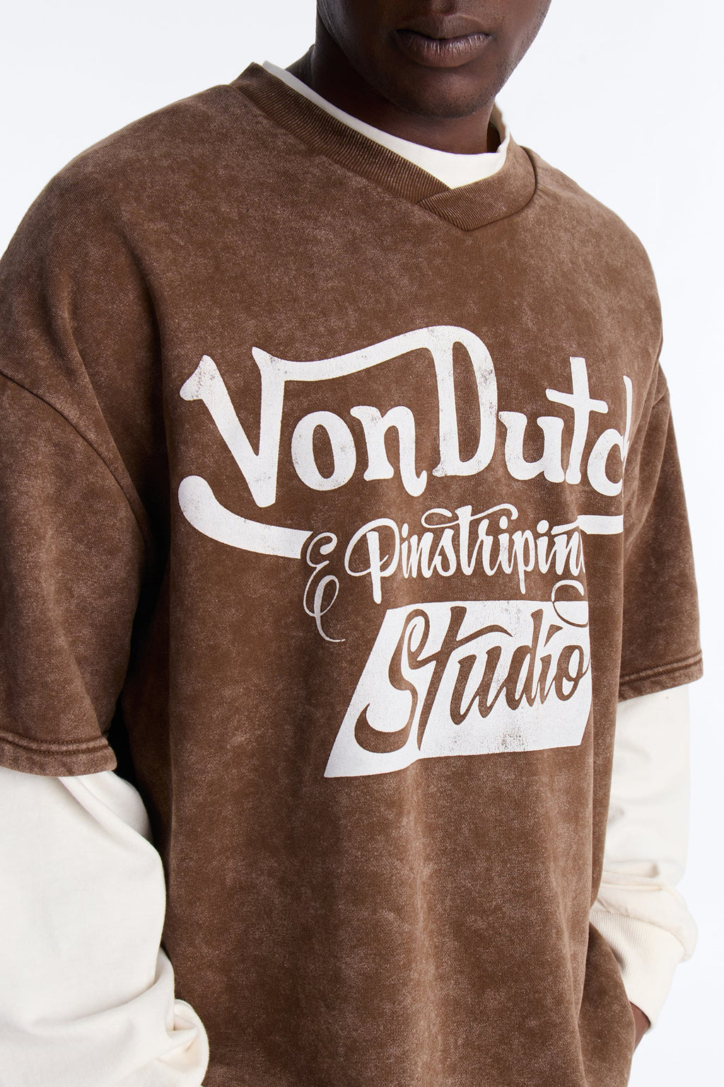Von Dutch Studio Oversized Fleece Twofer - Brown