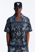 Relaxed Mirage Bloom Cuban Collar Button Shirt - Black