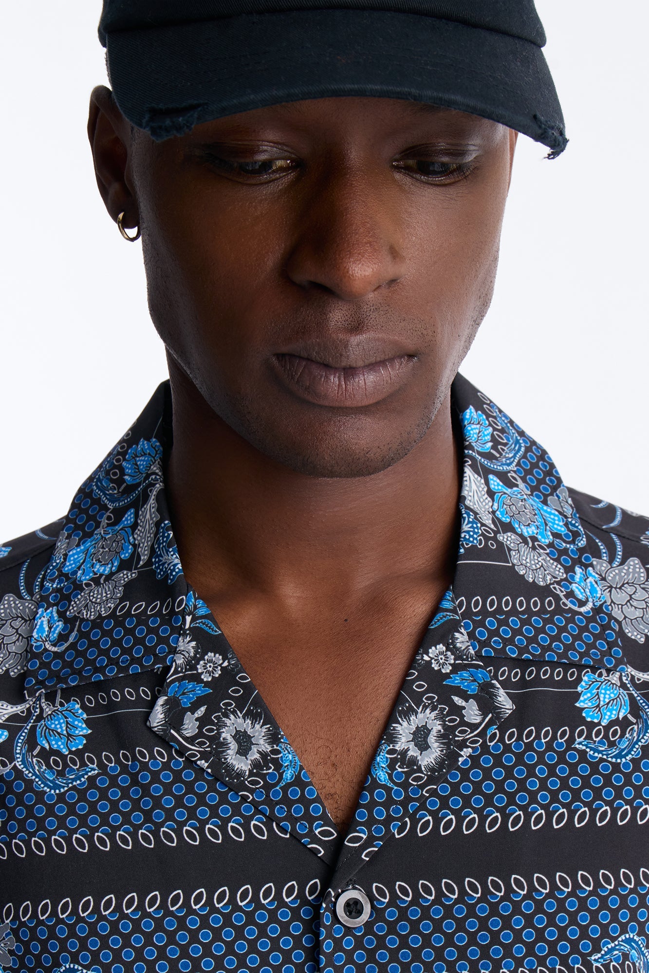Relaxed Mirage Bloom Cuban Collar Button Shirt - Black