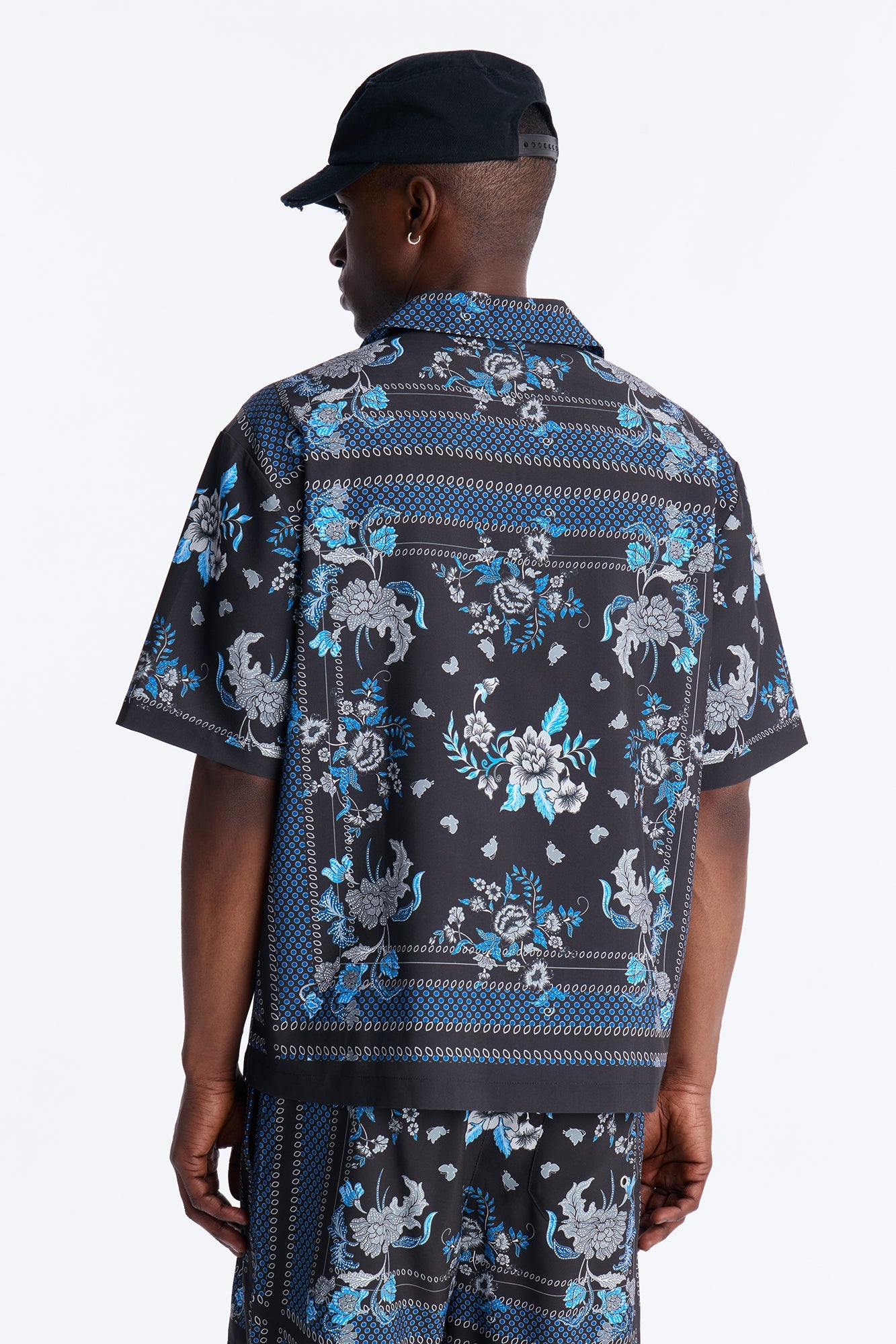 Relaxed Mirage Bloom Cuban Collar Button Shirt - Black