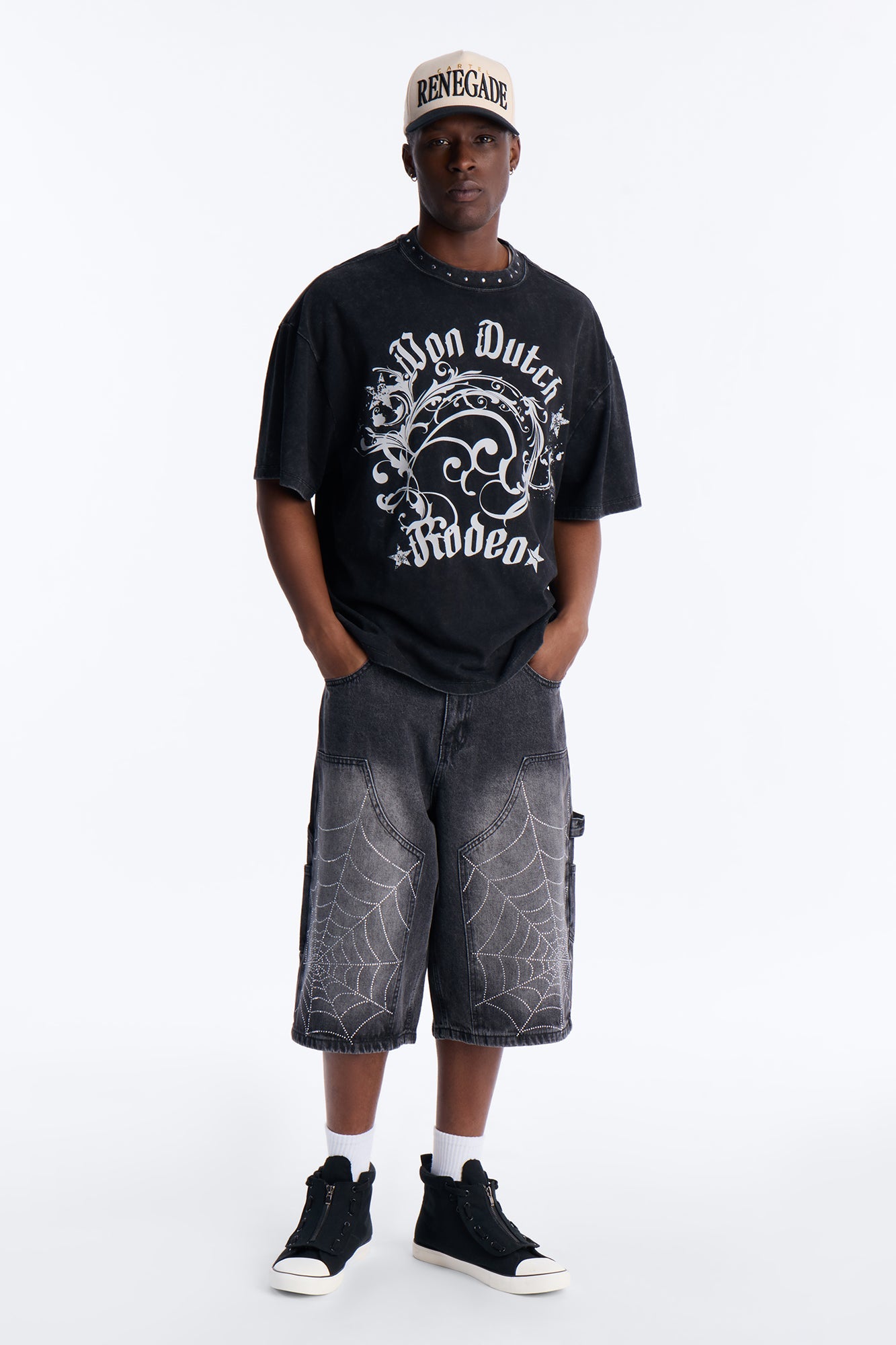 Von Dutch Boxy Rodeo Stud Short Sleeve Tee - Black