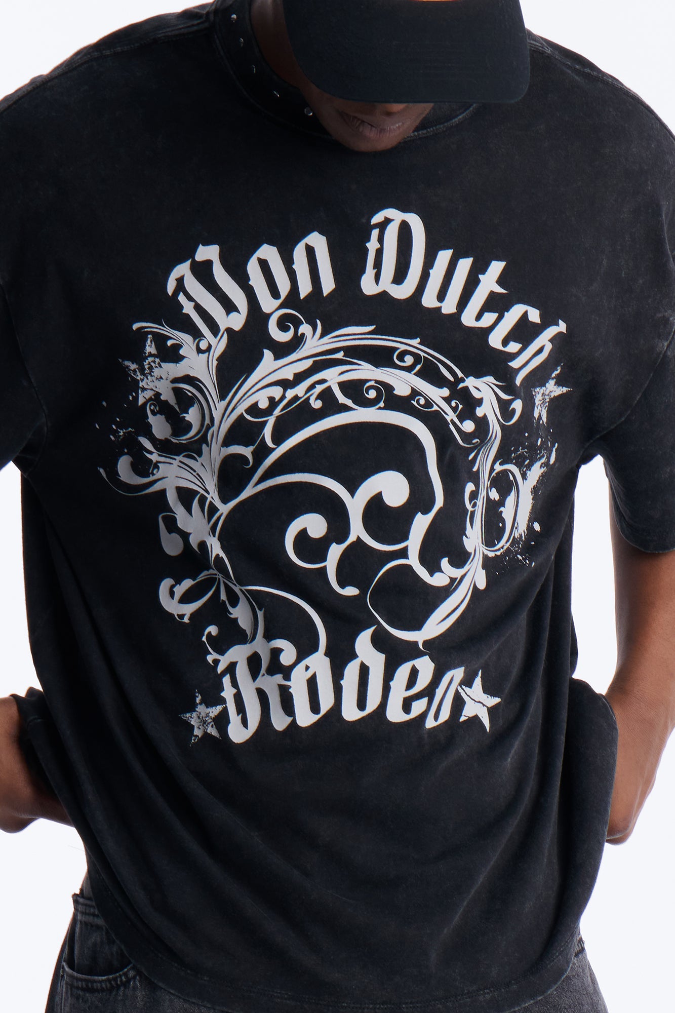 Von Dutch Boxy Rodeo Stud Short Sleeve Tee - Black