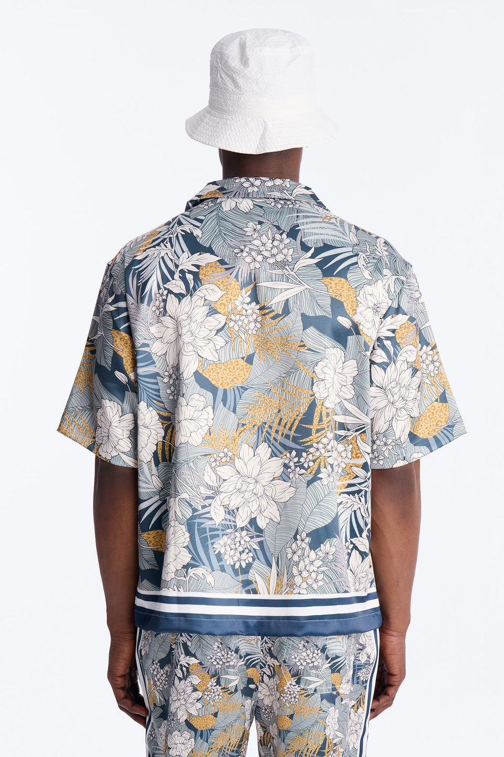 Relaxed Palm Vista Cuban Button Up Shirt - Blue