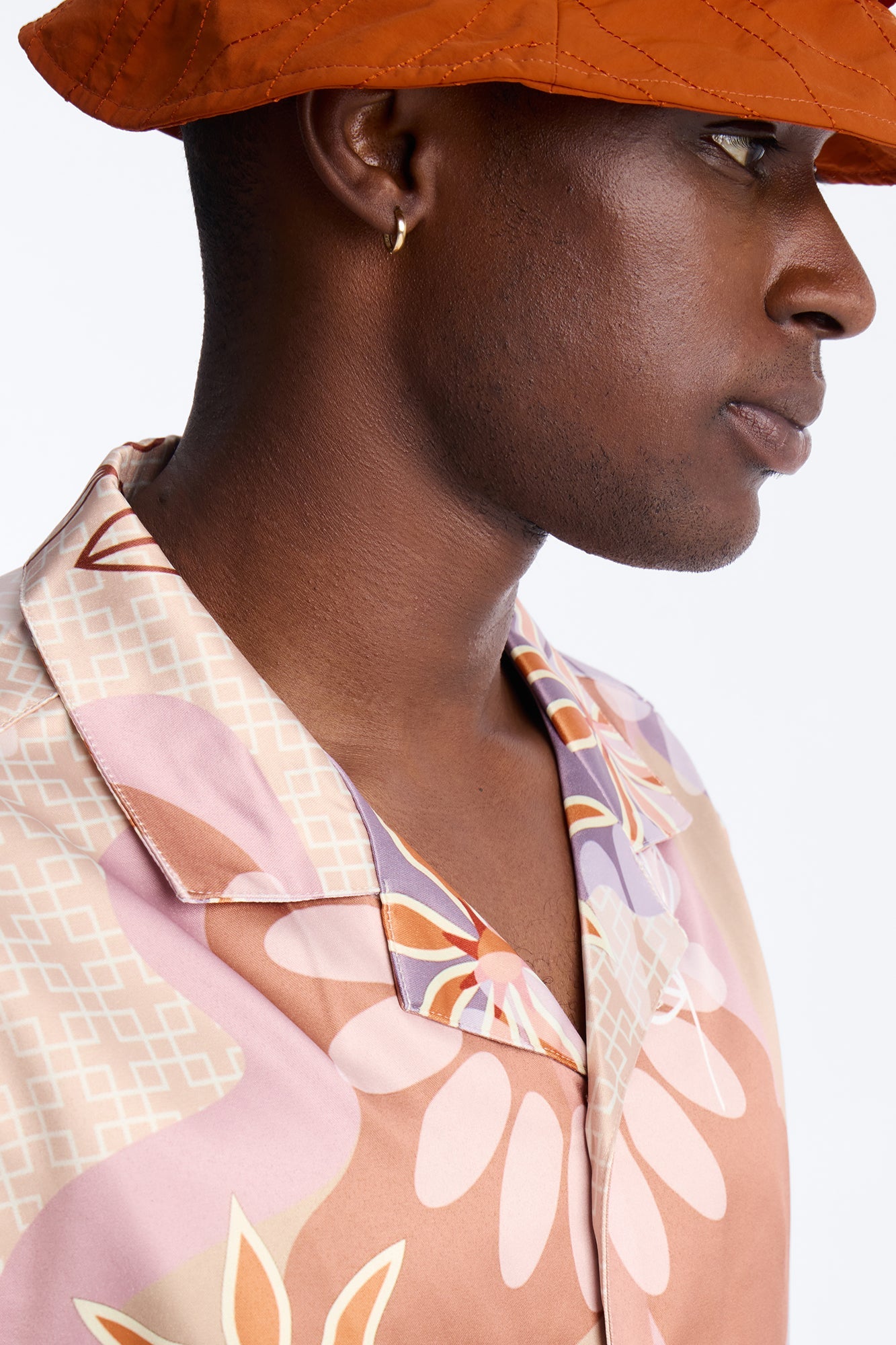 Relaxed Palm Bloom Cuban Button Up Shirt - Pink