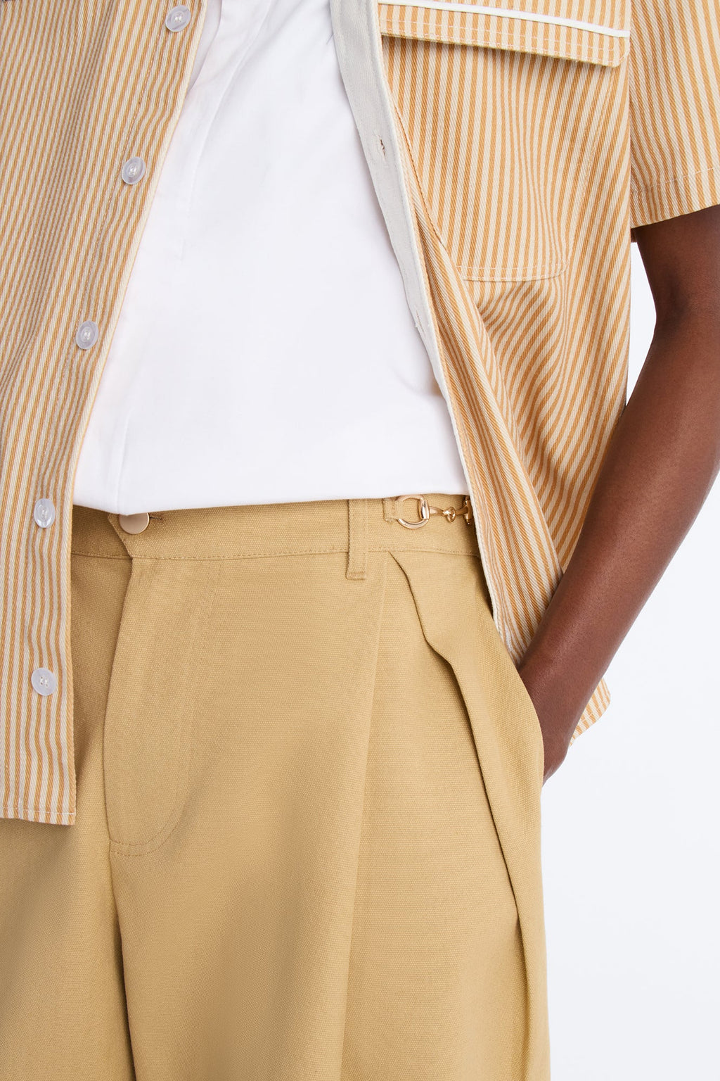 Baggy Pleated Milano Short - Tan