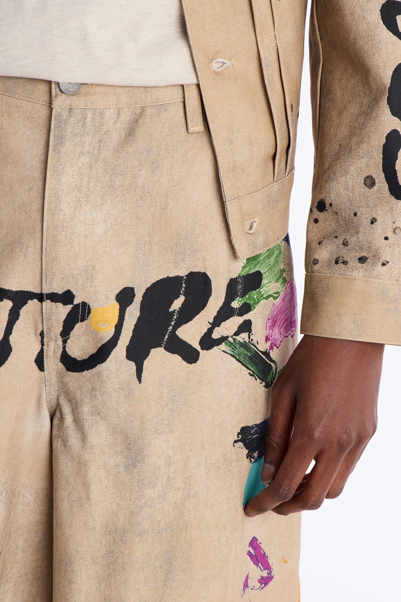 Super Baggy Culture Society Paint Splatter Short - Khaki