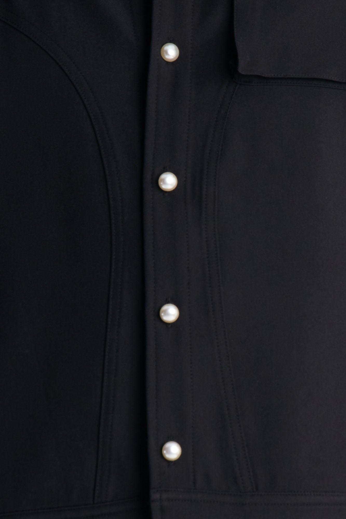 Pearl Paneled Utility Button Up Shirt - Black