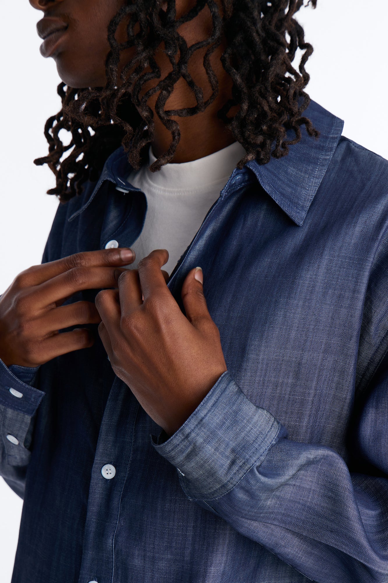 Mercer Gates Relaxed Button Up Shirt - Indigo