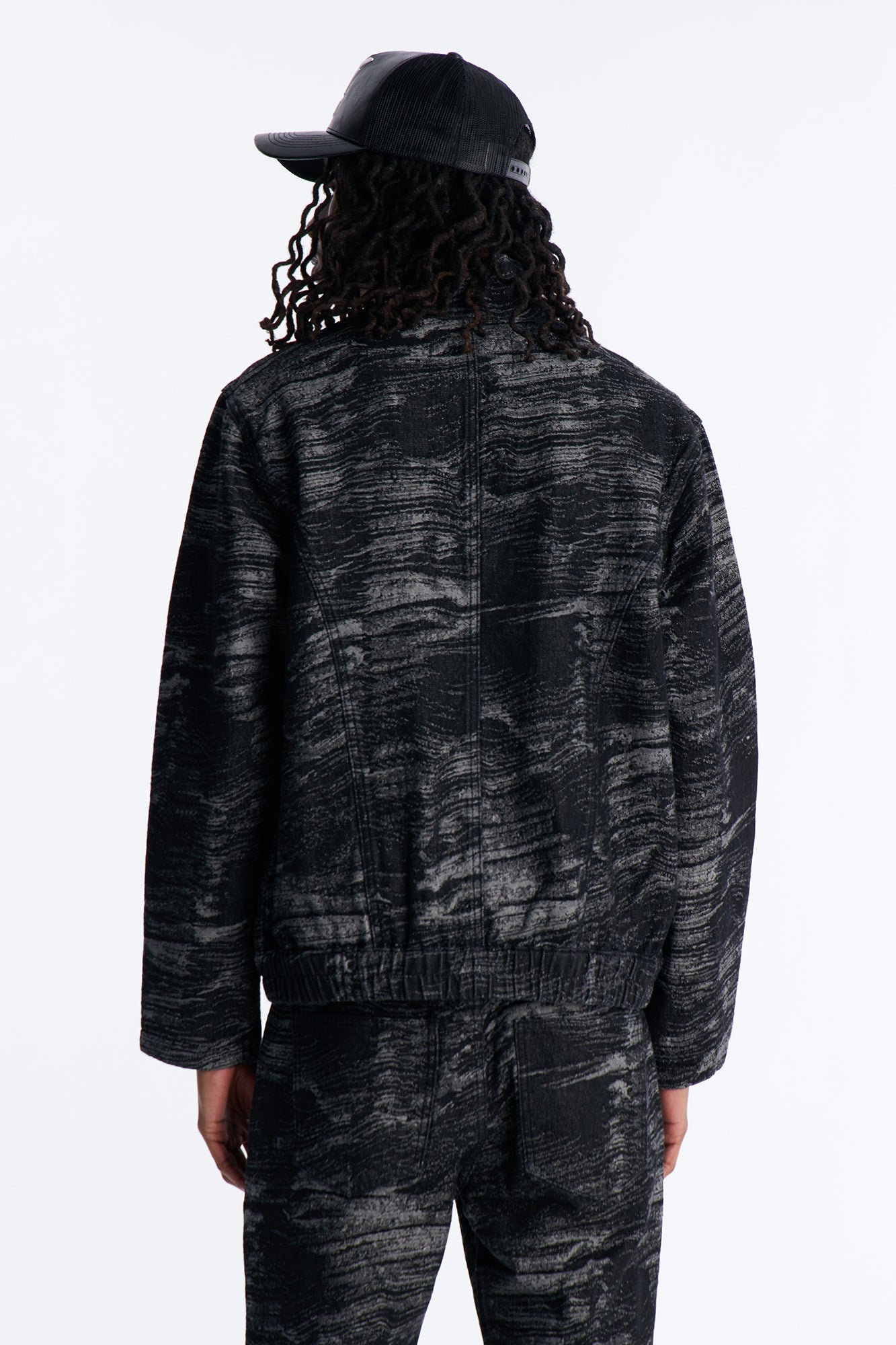 Jacquard Waves Denim Jacket - Black Wash