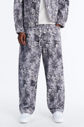 Baggy Ghost Distressed Printed Jean - Black