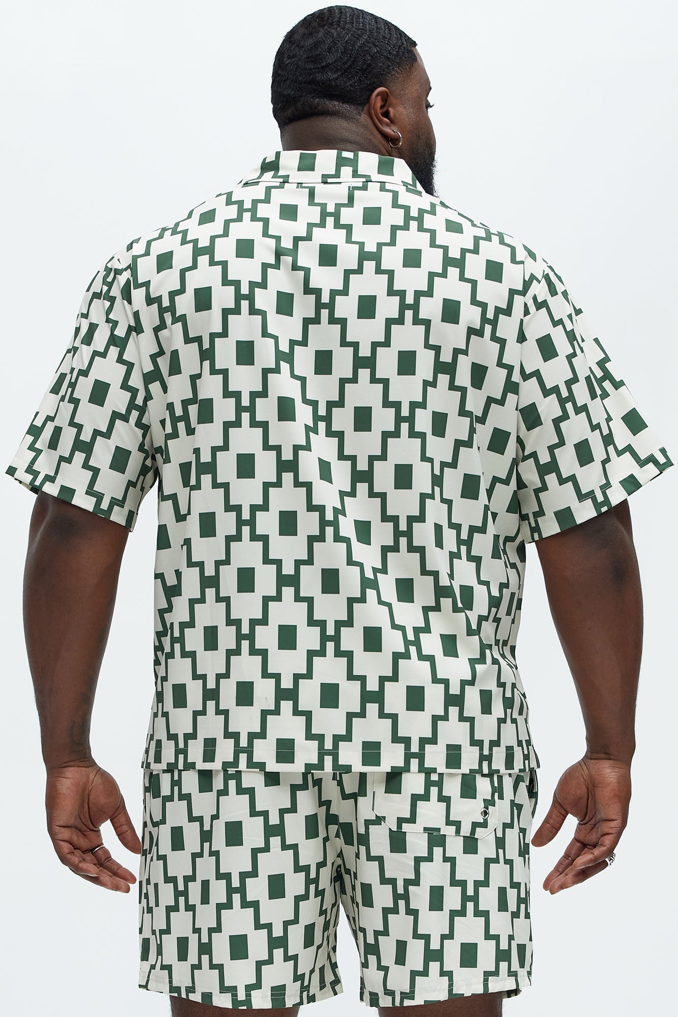 Mosaic Printed Cuban Shirt - Cream/combo