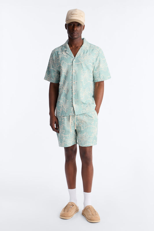 Coastal Drift Cuban Button Up Shirt - Mint