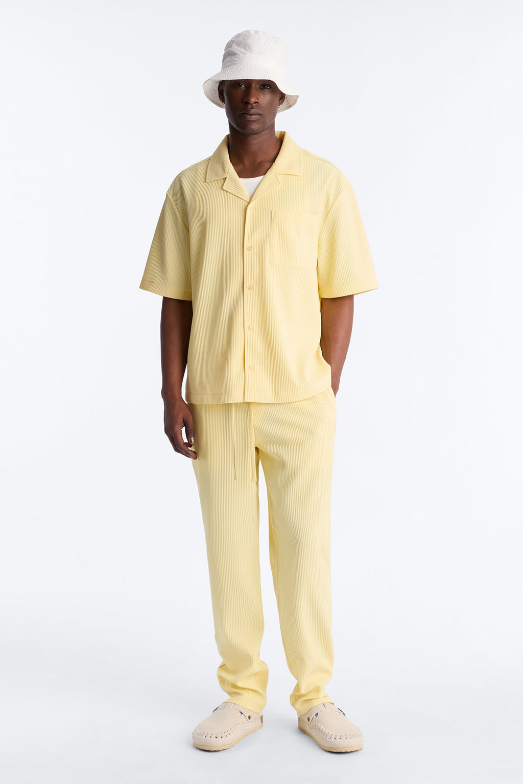 Show Up Slim Slit Pants - Butter Yellow