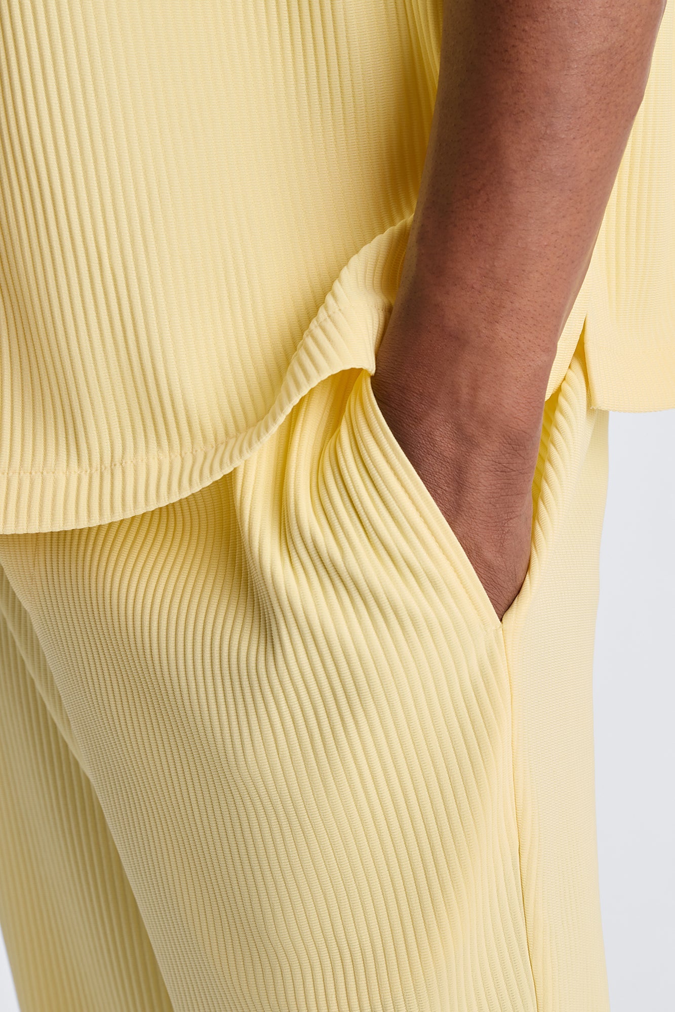 Show Up Slim Slit Pants - Butter Yellow