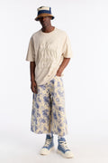 Super Baggy Azure Shred Denim Short - Bleach Blue Wash